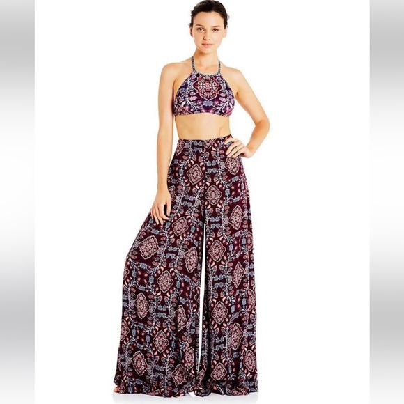 Tigerlily Pants - TIGERLILY Arbanasi Berry Purple High Waisted Wide Leg Pants RRP$199